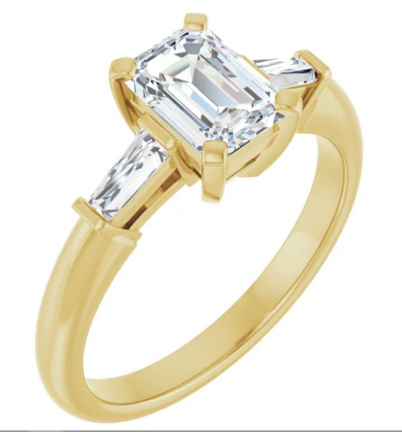 14K Yellow Gold Engagement Ring with 1.04ct Lab-Grown Emerald Cut Diamond