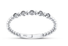 14K White Gold Genuine Diamond Stacker Ring