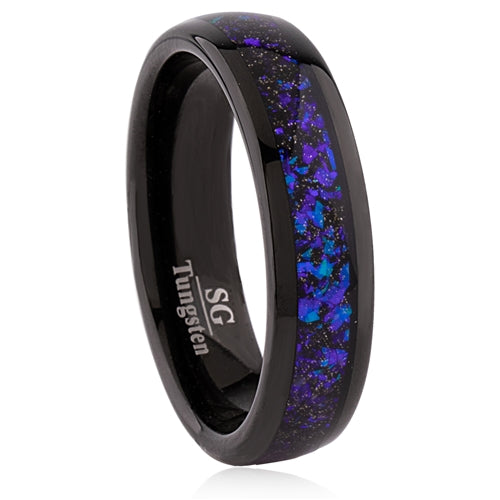 6mm Tungsten Ring with Blue Inlay