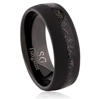 Tungsten Ring with Meteorite Inlay