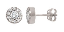 14K White Gold Diamond Stud Earrings with Halo