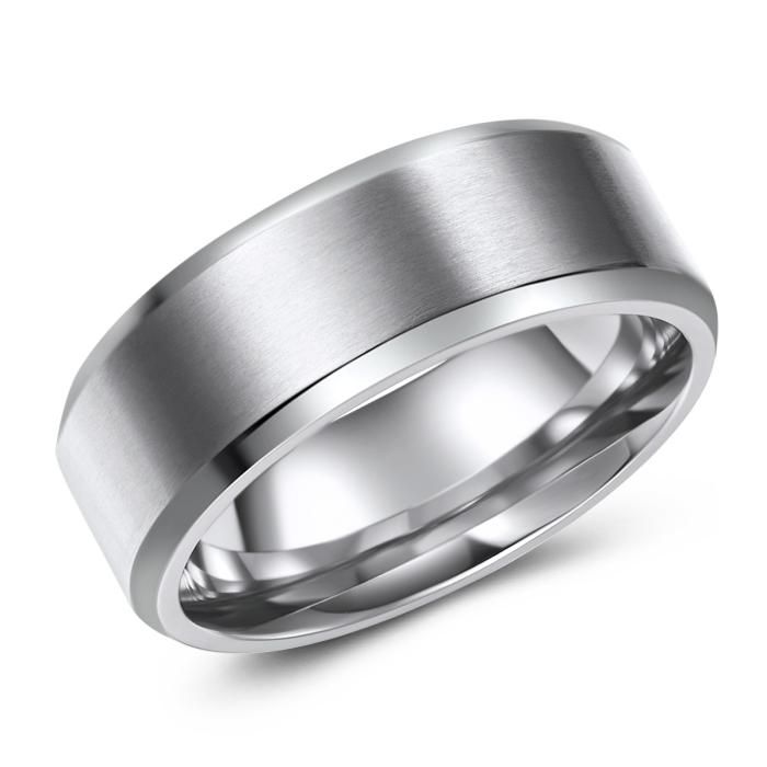 Brushed Beveled Edge Titanium Ring