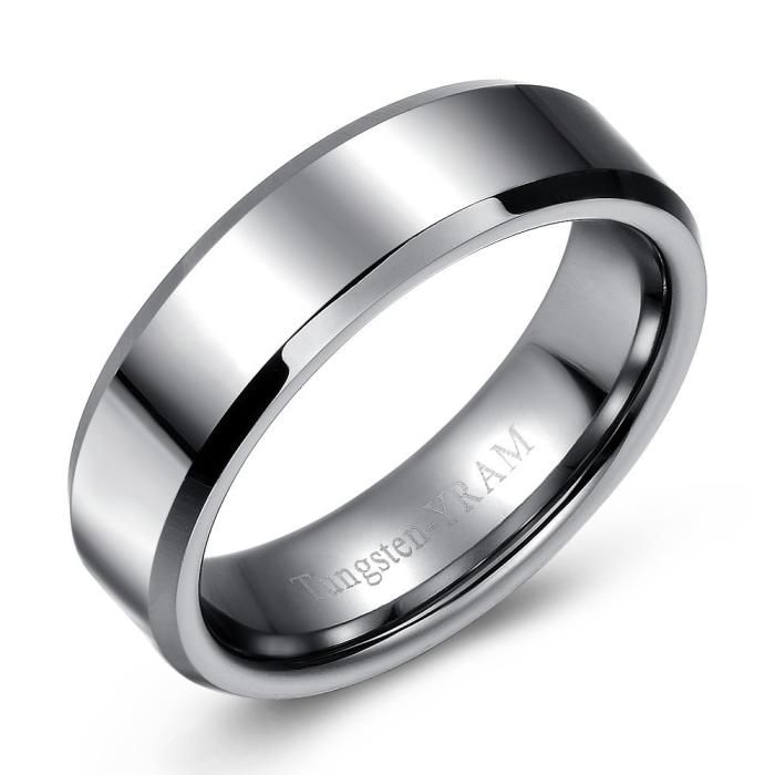 7mm Beveled Brushed Tungsten Ring