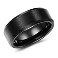 Brushed Beveled Black Tungsten Ring