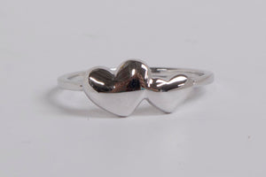10K White Gold Double Heart Ring