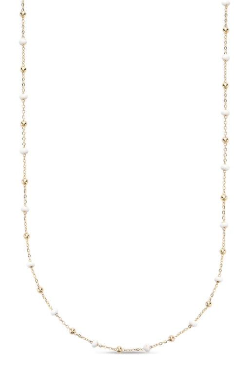 14K Yellow Gold and White Enamel Station Necklace by Miss Mimi