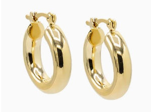 Gold Plated Tube Hoop Earrings by Miss Mimi