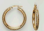 10K Yellow Gold Diamond Cut Hoops