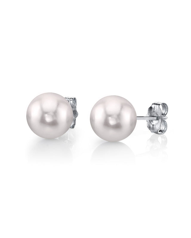 14K White Gold Japanese Akoya Pearl Stud Earrings