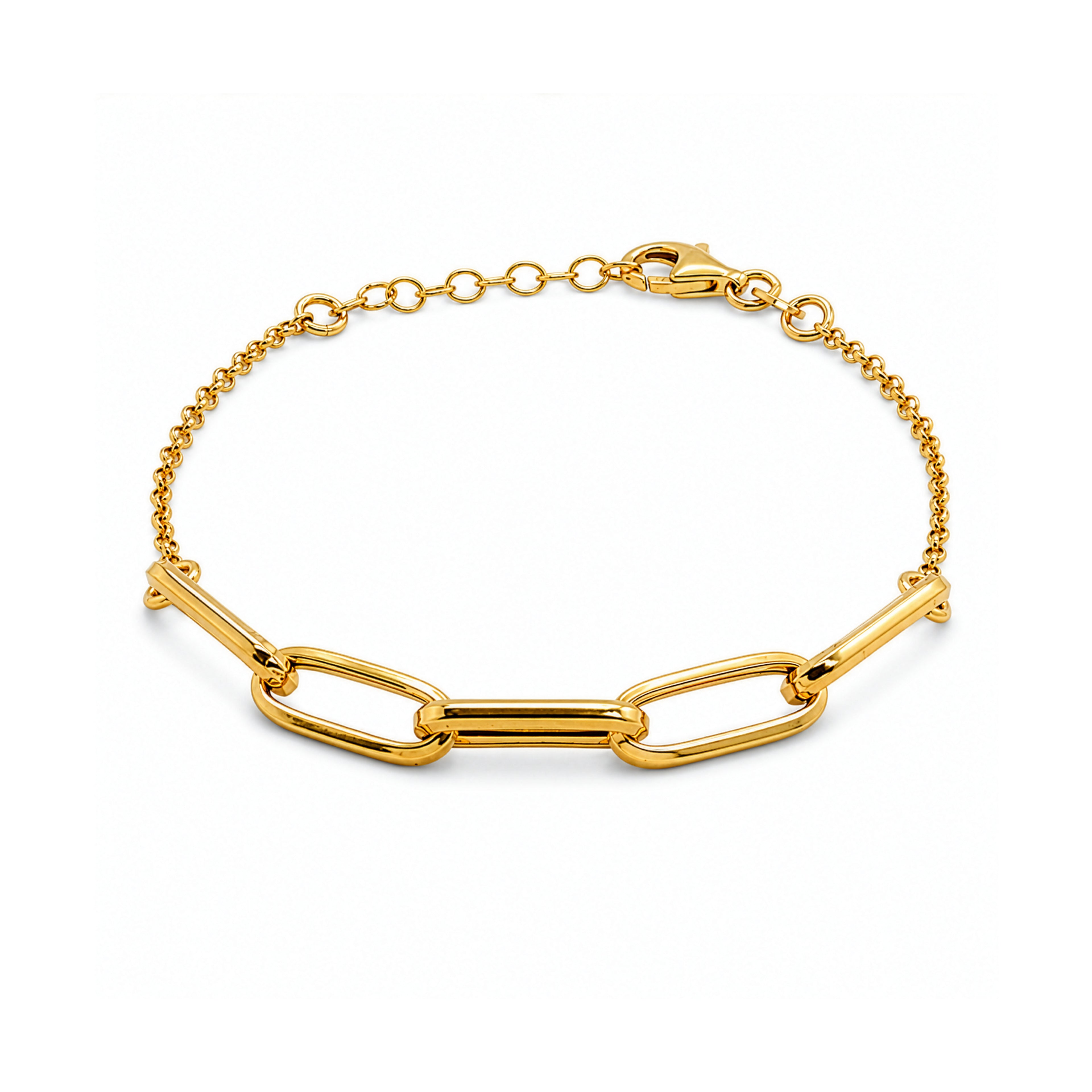 Gold Plated Sterling Silver Paperclip Rolo Bracelet