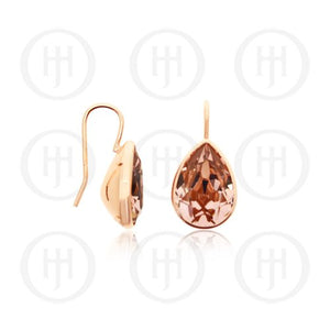 Rose Gold Plated Morganite Swarovski Teardrop Earrings