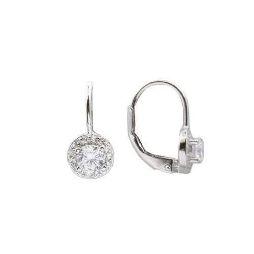 Sterling Silver Circle Halo Cubic Zirconia Earrings