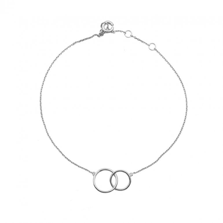 10K White Gold Double Circle Bracelet | 8"