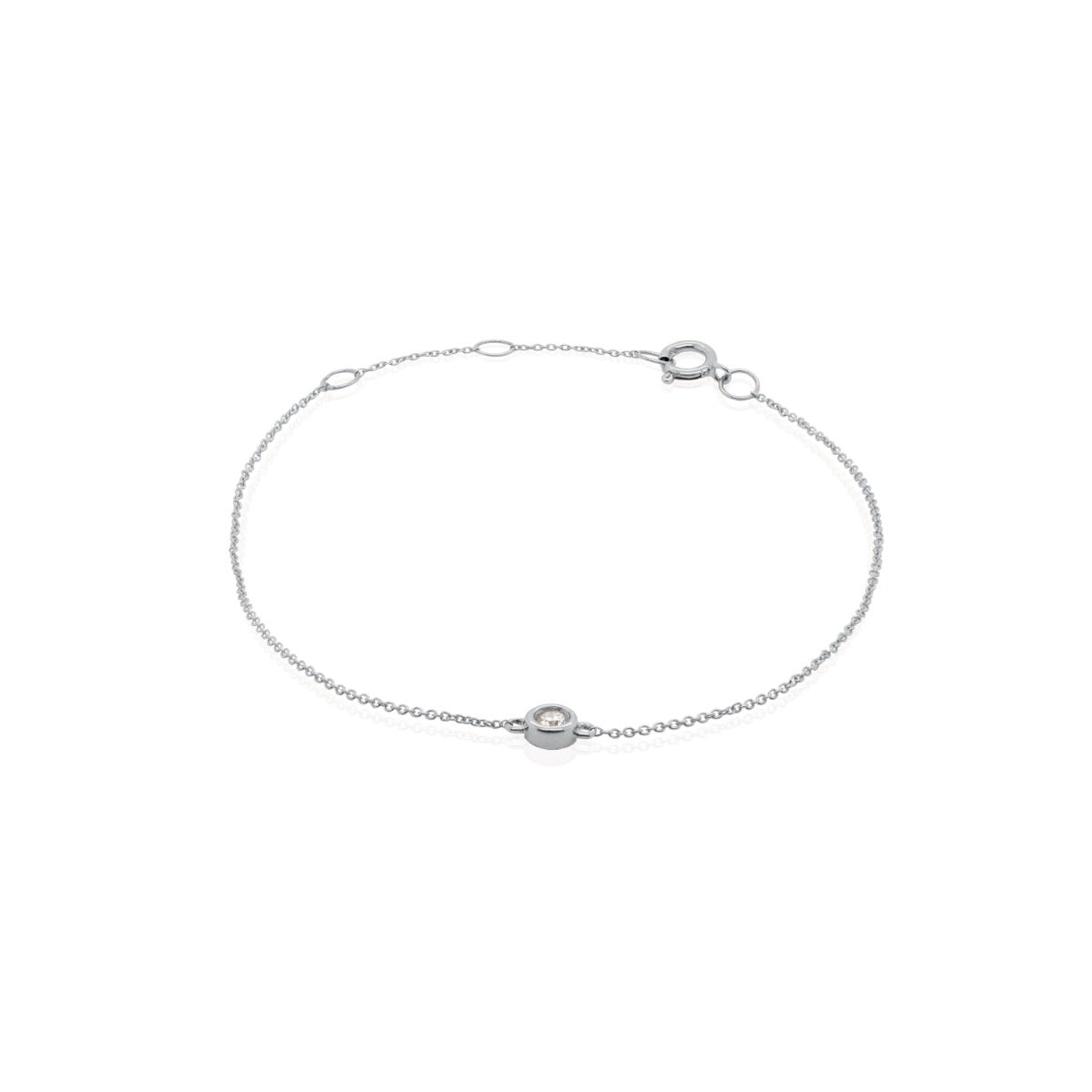 14K White Gold Bezel Diamond Bracelet