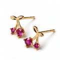 10K Yellow Gold Red Cubic Zirconia Cherry Stud Earrings
