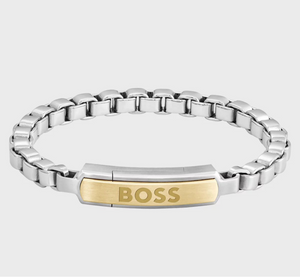 Box Chain Cuff with Hugo Boss Logo Plate