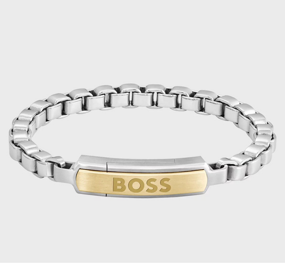 Box Chain Cuff with Hugo Boss Logo Plate