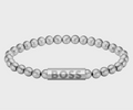 Stainless Steel Beaded Cuff with Logo Closure by Hugo Boss