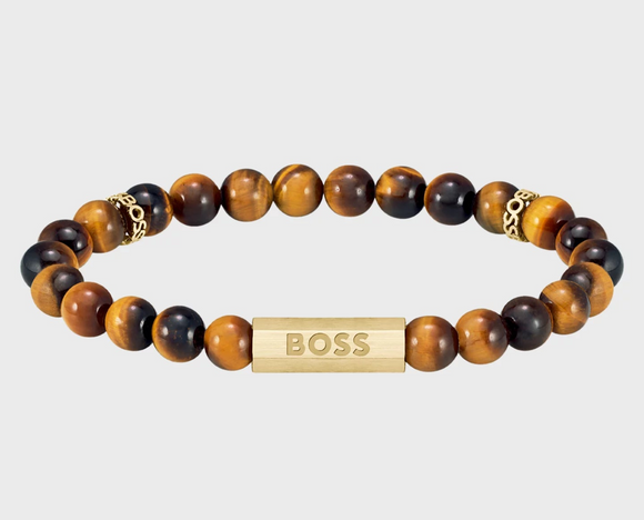 Tiger-Eye Beaded Cuff by Hugo Boss