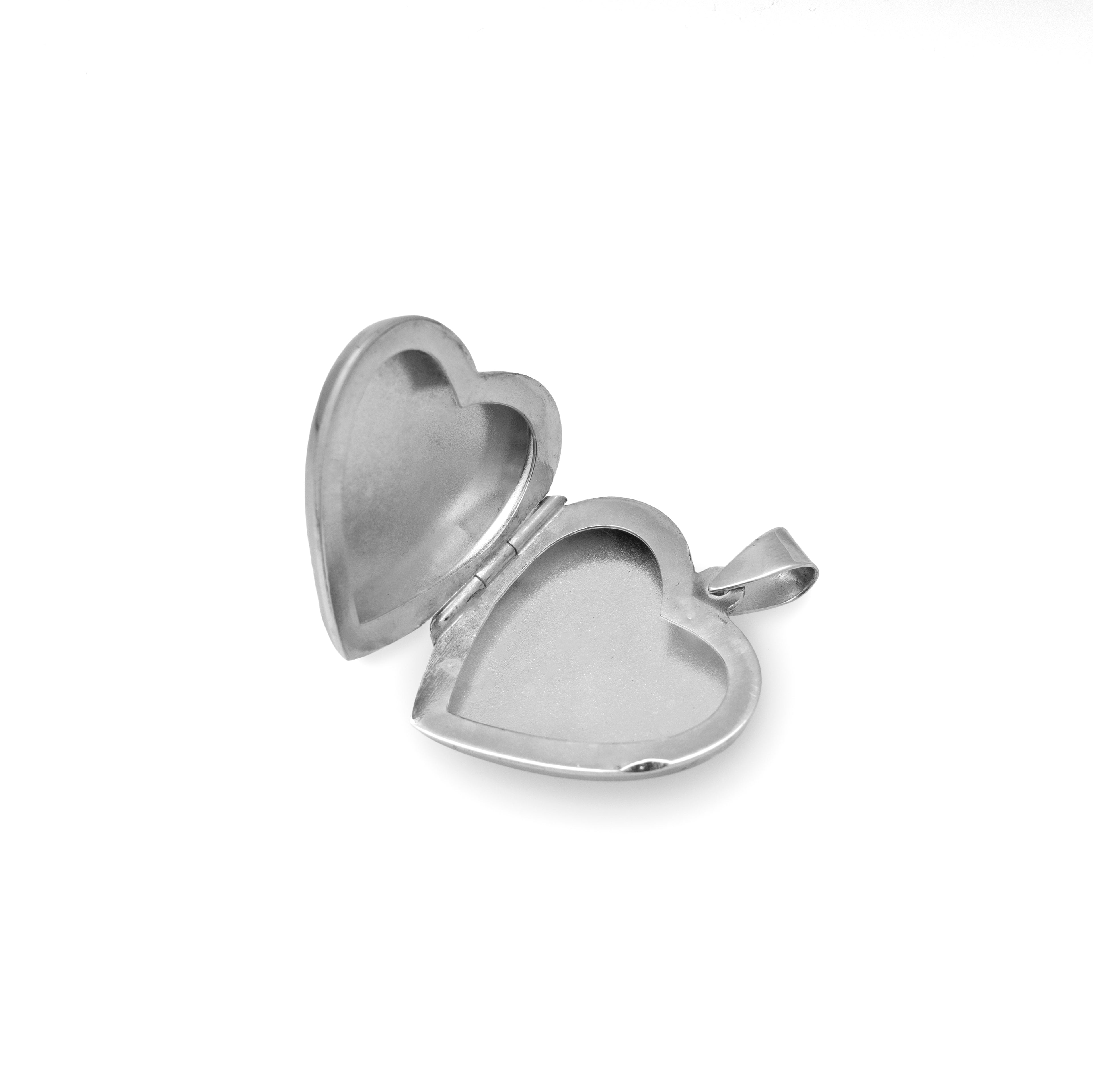 Sterling Silver Rhodium Plated 26mm Plain Heart Locket