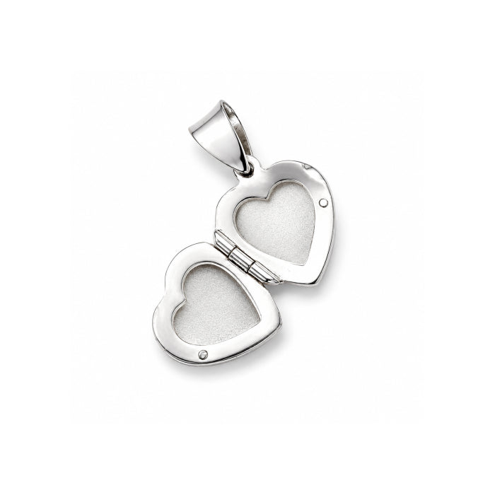 Sterling Silver Rhodium Plated Plain Heart Locket