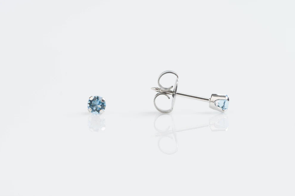 14K White Gold Studex March Birthstone Earrings