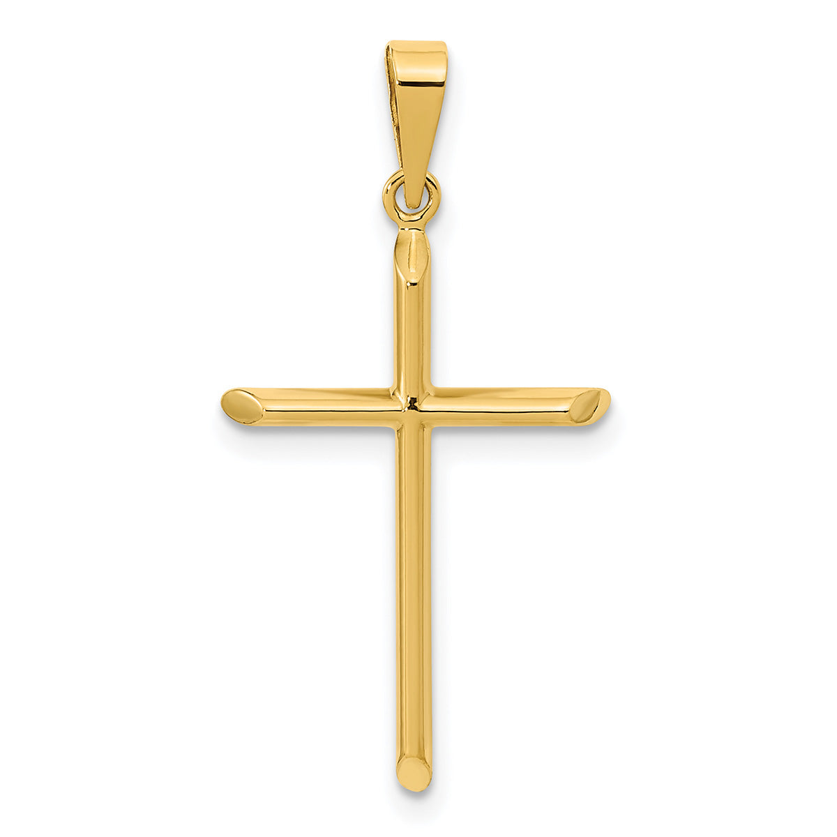 14K Yellow Gold Beveled Cross Pendant