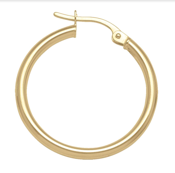 10K Yellow Gold High Polish Plain Hoops | 23mm