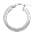 10K White Gold Square Hoops | 20mm