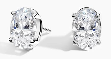 14K White Gold Oval Lab Diamond Studs | 1.46ctw