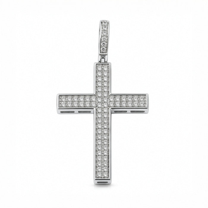 Sterling Silver Rhodium Plated Lab Grown Diamond Pave Cross | 0.37ctw
