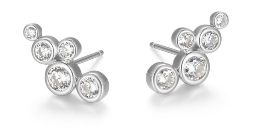 Sterling Silver Bezel Bubble Cubic Zirconia Earrings by Reign