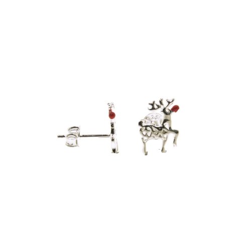 Sterling Silver Rudolph the Red Nosed Reindeer Earrings