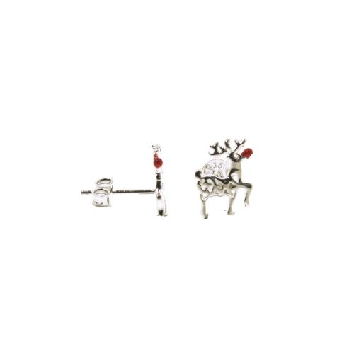 Sterling Silver Rudolph the Red Nosed Reindeer Earrings