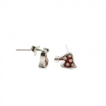 Sterling Silver & Enamel Santa Hat Earrings