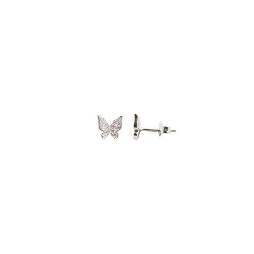 Sterling Silver Pave Butterfly Earrings