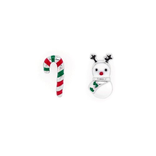 Mis-Matched Snow Reindeer and Candy Cane Earrings