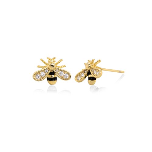 Gold Plated Bumblebee Stud Earrings