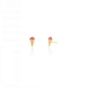 Gold Plated Ice Cream Cone Stud Earrings