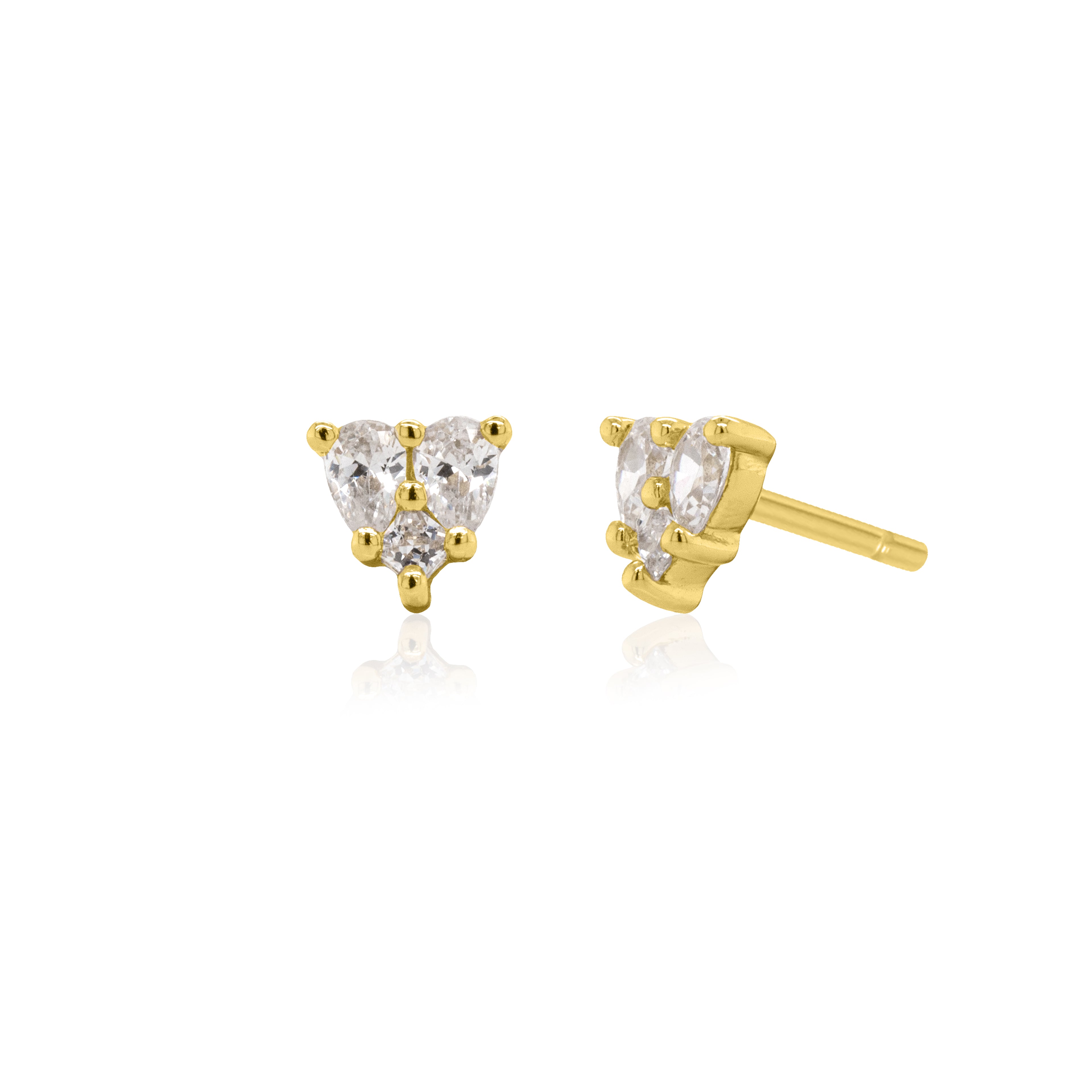 Gold Plated Cubic Zirconia Heart Studs
