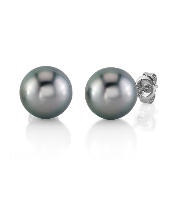 14K White Gold Tahitian Pearl Earrings