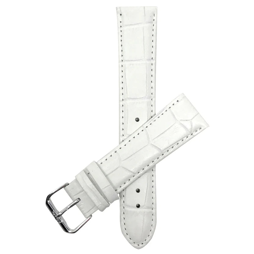 White Leather Alligator Pattern Watch Strap | 18mm