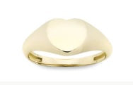 14K Yellow Gold Heart Signet Ring by Miss Mimi