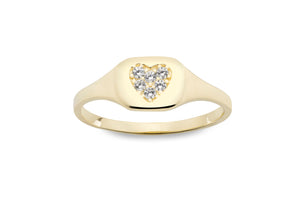 14K Diamond Heart Signet Ring by Miss Mimi