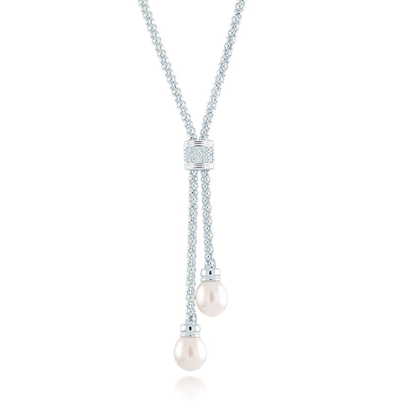 Sterling Silver Freshwater Pearl Lariat by Miss Mimi
