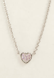 Sterling Silver Pink Heart Necklace by Little Miss Mimi