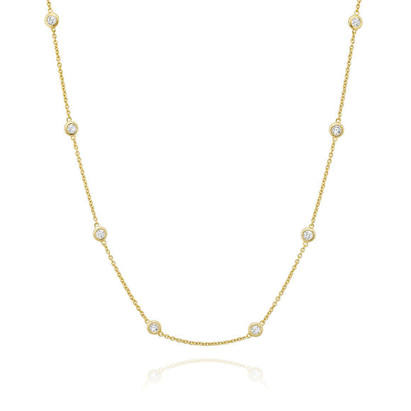 Gold Plated Cubic Zirconia Station Necklace by Miss Mimi | 18