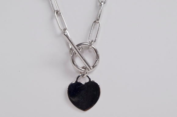 Sterling Silver Heart Toggle Necklace by Miss Mimi