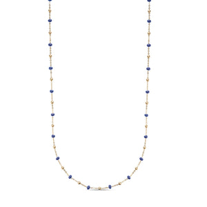 14K Gold and Blue Enamel Bead Necklace by Miss Mimi