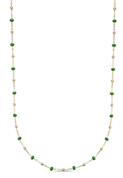 14K Gold and Green Enamel Bead Necklace by Miss Mimi